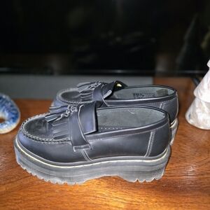 Dr. Martens Black Platform Kiltie Loafers